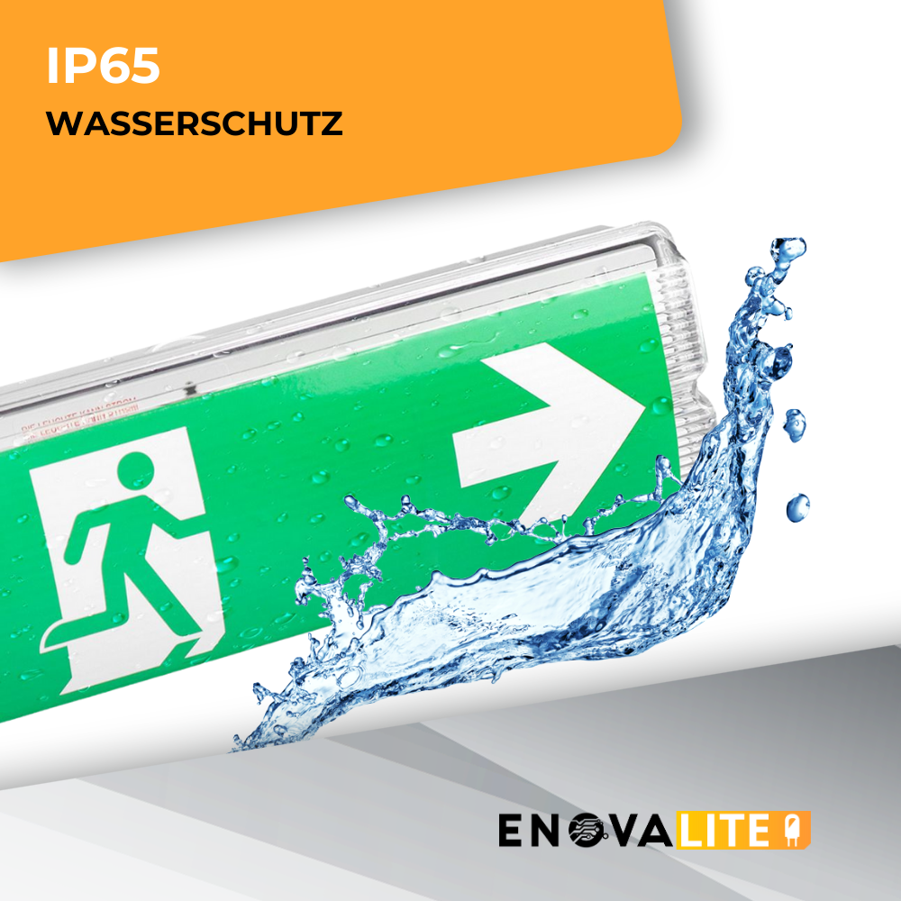 2er Pack LED-Fluchtwegleuchte, Notbeleuchtung mit Notstromakku 3h, TEST-Funktion, Rettungszeichenleuchte inkl 4 Richtungspfeilen, IP65.