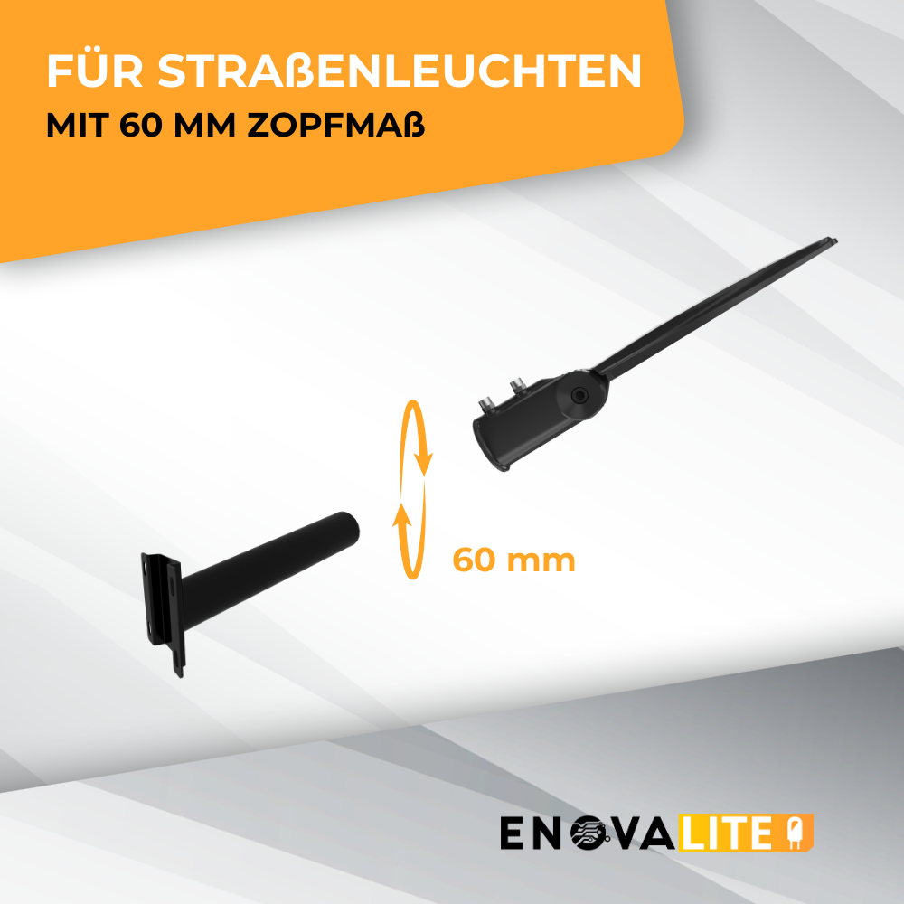 Straßenleuchten Adapter, Wandmontage, fix, 60 mm.