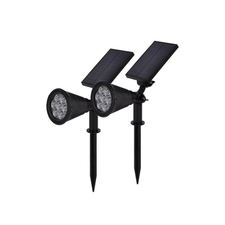 2er-Pack LED Solar-Gartenspot, mit Spieß, 1,5 W, 6000 K, schwarz  Lichttechnik24.de.