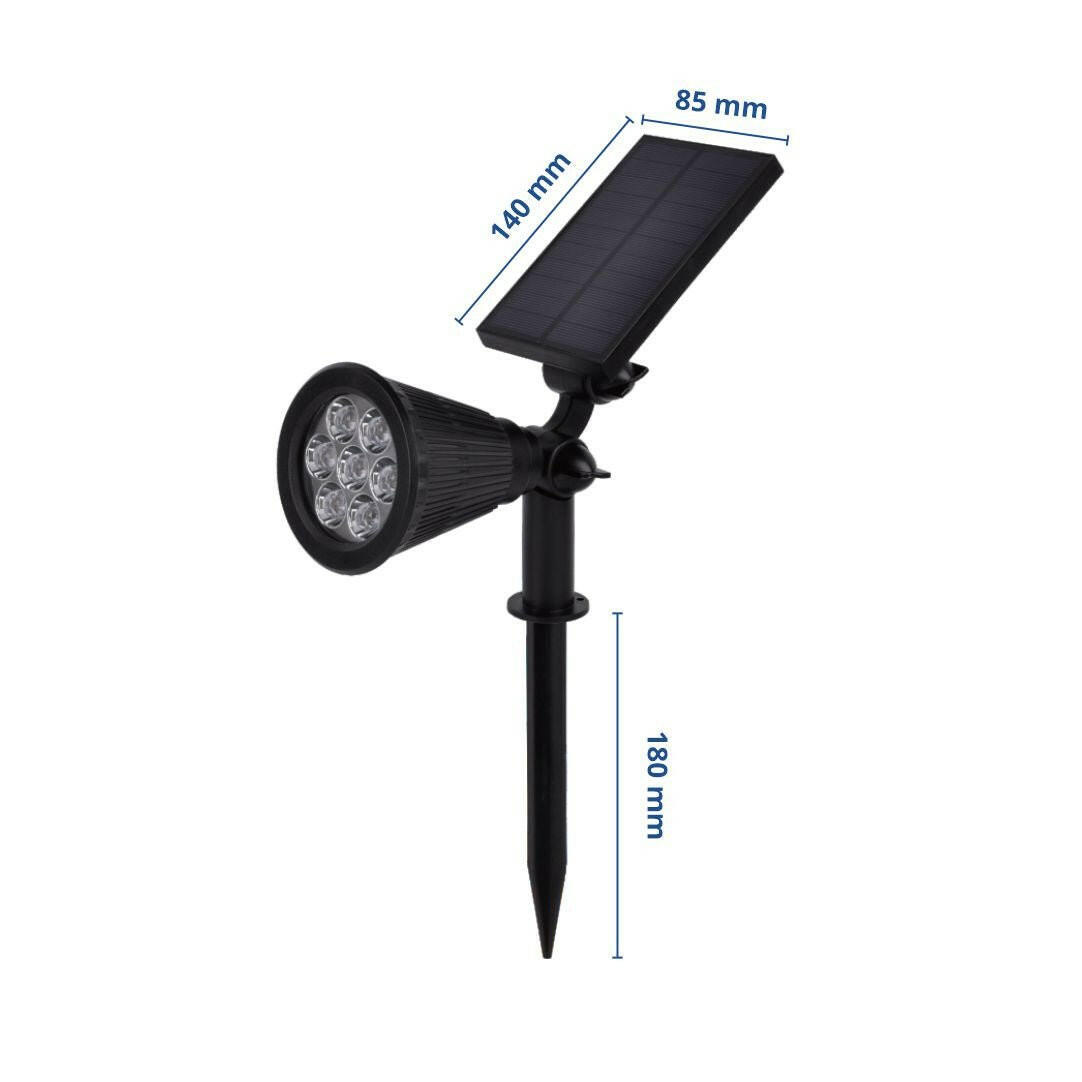 2er-Pack LED Solar-Gartenspot, mit Spieß, 1,5 W, 6000 K, schwarz.