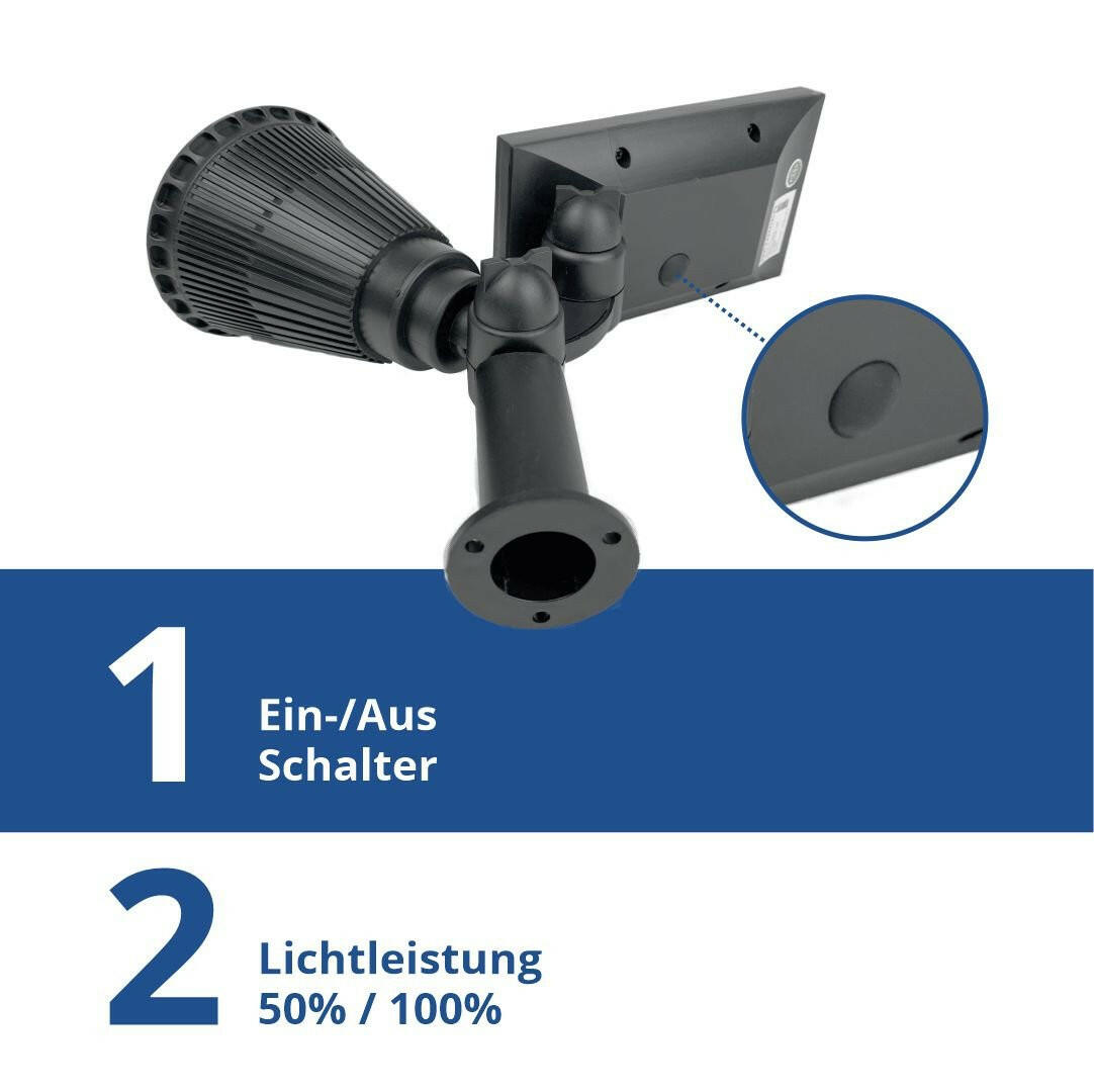 2er-Pack LED Solar-Gartenspot, mit Spieß, 1,5 W, 6000 K, schwarz.