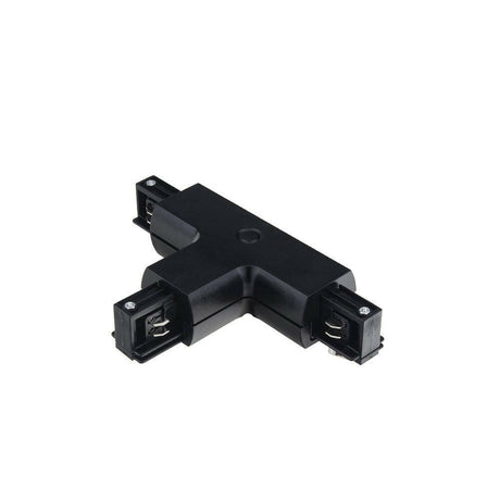 3-Wege Schienenverbinder mit Einspeisung für 3-Phasen-Schiene, T-Form, schwarz.