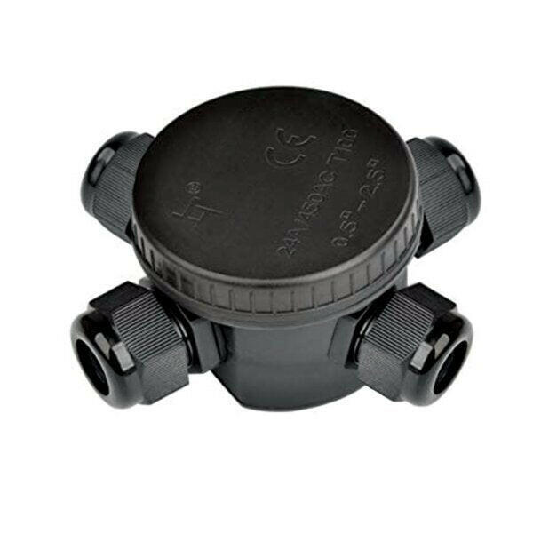 4 Wege Abzweigdose für externe Verkabelung, IP44, 0,5-4mm², 450V/24A, rund.