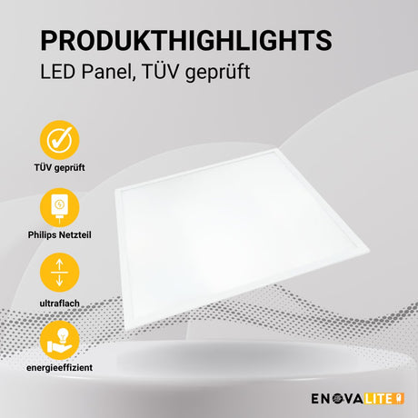 4er Pack LED Panel, 60x60 cm, 36 W, 3600 lm, 4000 K, TÜV, Philips Driver  Lichttechnik24.de.