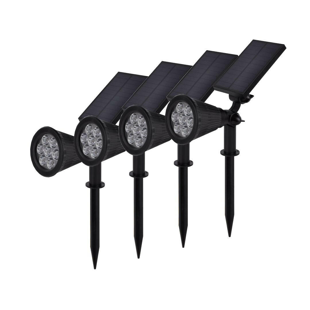 4er-Pack LED Solar-Gartenspot, mit Spieß, 1,5 W, 3000 K.