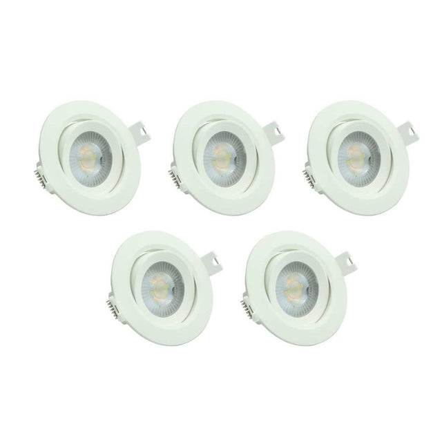 5er Pack LED CCT Downlight schwenkbar, 7W, 718lm, 38°, IP44, 3000K-4000K-6000K einstellbar.