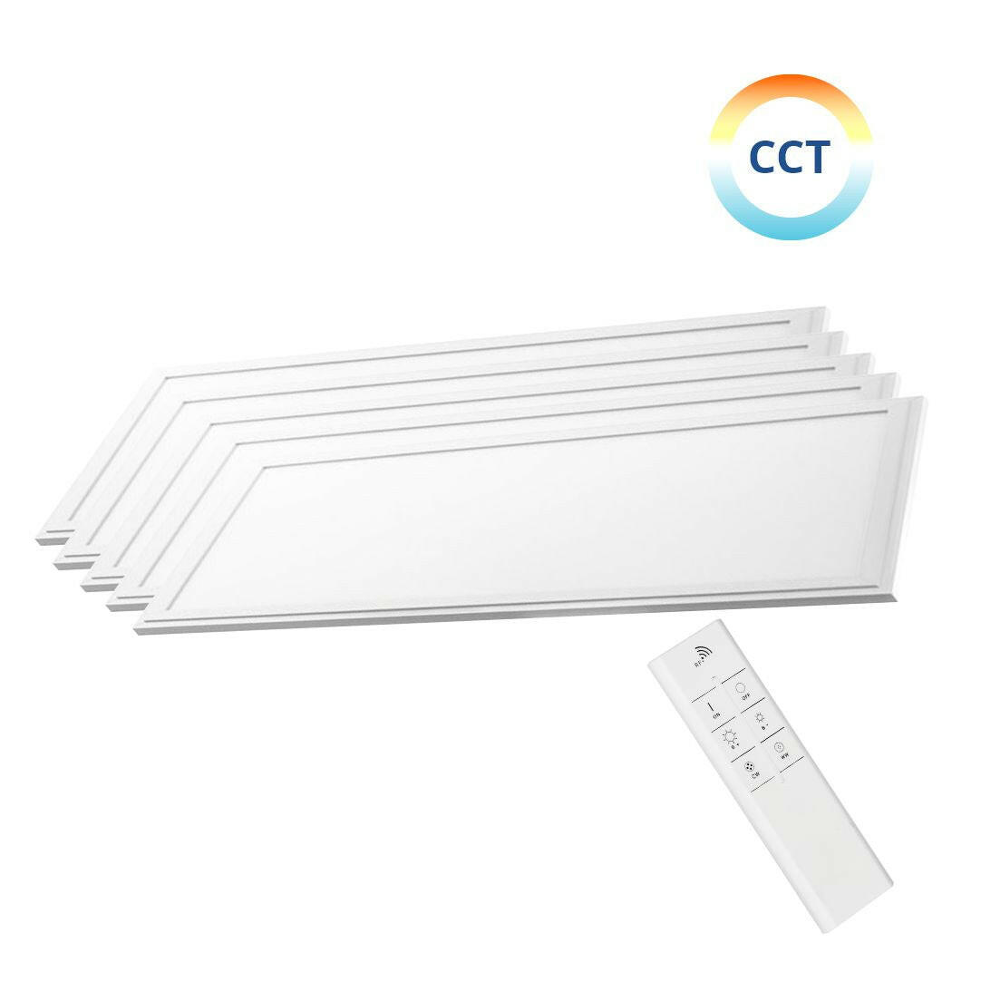 5er Pack LED CCT Panel mit Fernbedienung, 120x30 cm, 36 W, 3600 lm.
