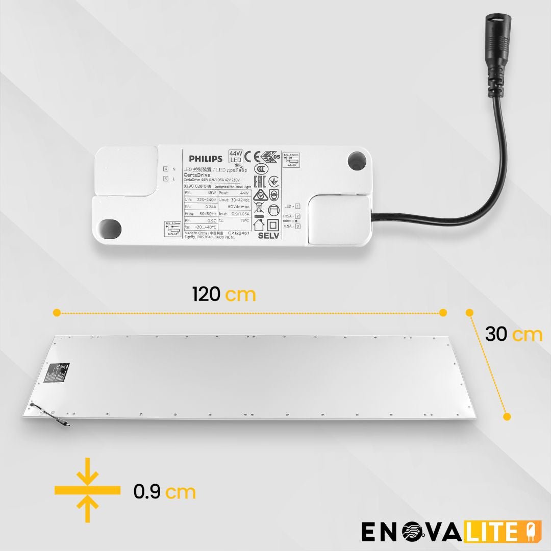 5er Pack LED Panel, 120x30 cm, 36 W, 3600 lm, 3000 K, Philips Driver.