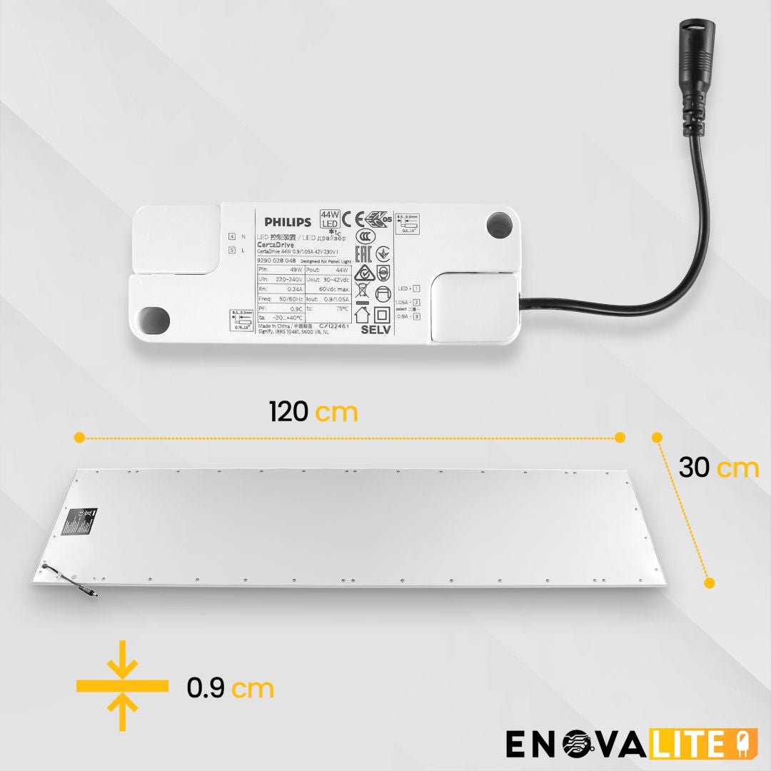 5er Pack LED Panel, 120x30 cm, 36 W, 3600 lm, 3000 K, TÜV, Philips Driver  Lichttechnik24.de.