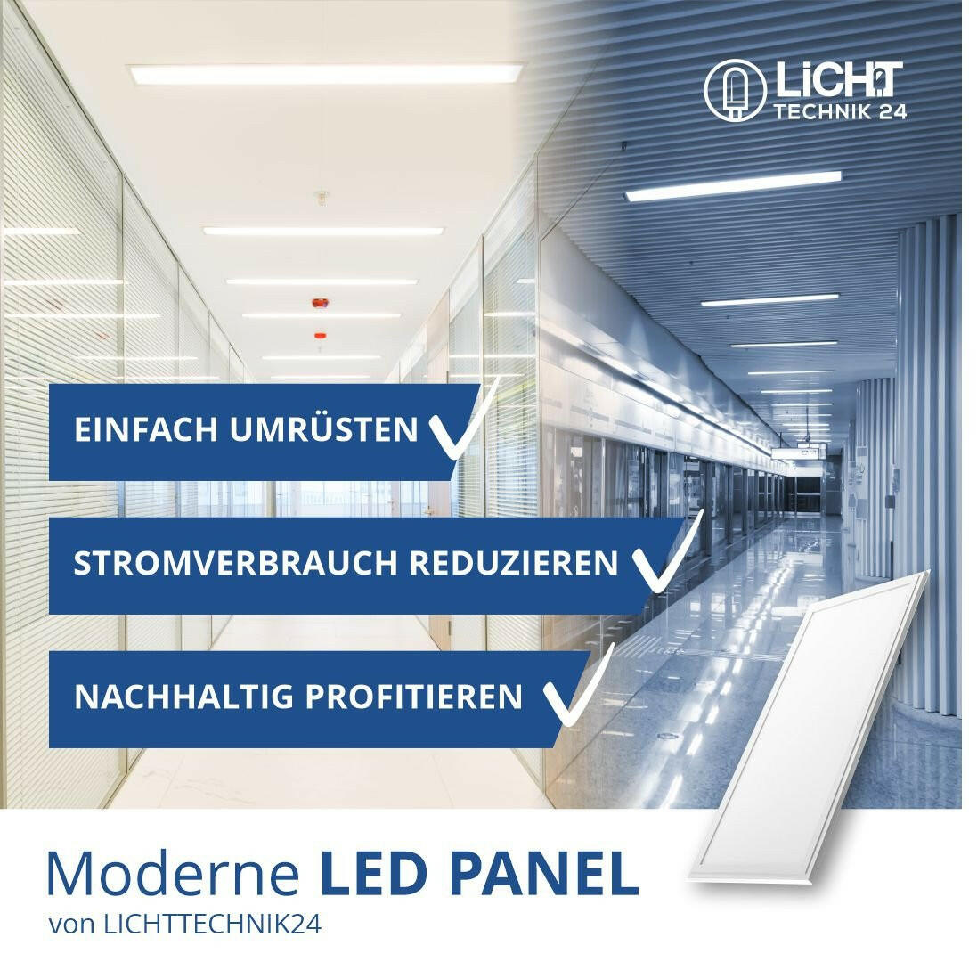 5er Pack LED Panel, 120x30 cm, 36 W, 3600 lm, 6000 K, Philips Driver.