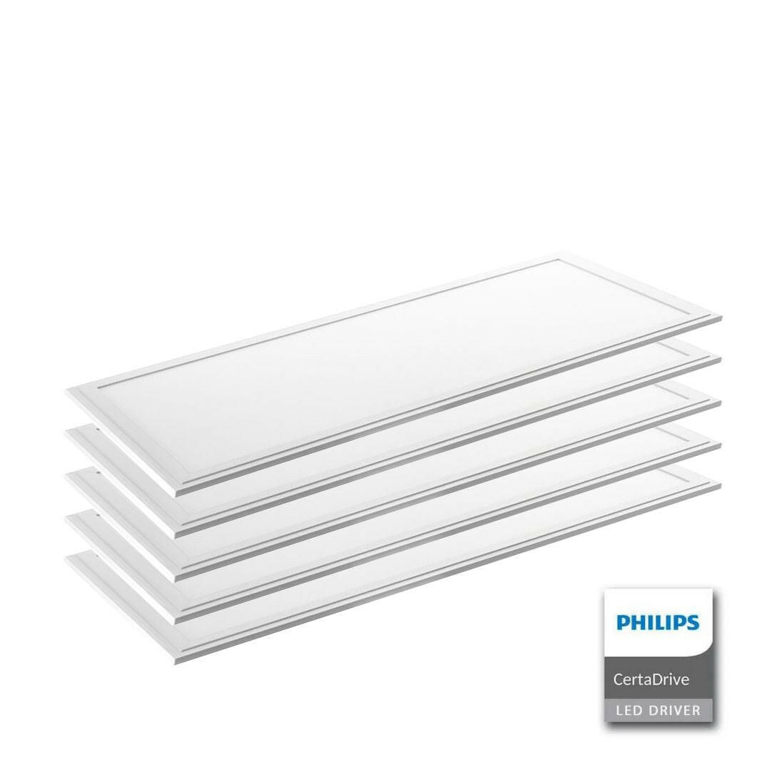 5er Pack LED Panel, 120x30 cm, 36 W, 3600 lm, 6000 K, Philips Driver.