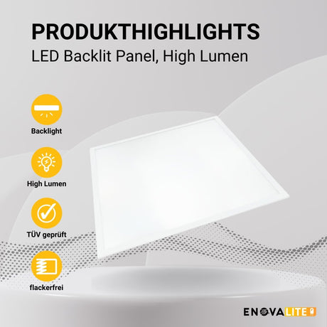 6er Pack LED Backlit Panel, 30 W, 4500 lm, 62x62 cm, 4000K, TÜV-geprüft  Lichttechnik24.de.