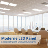 6er-Pack LED-Panel 60x60 cm, CRI95, 45 W, 2700 K, 3600 lm, flimmerfrei  Lichttechnik24.de.