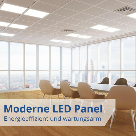 6er-Pack LED-Panel, 62x62 cm, 36 W, 3600 lm, 2700 K.