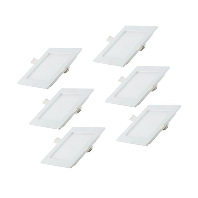 6er Set LED CCT Downlight, 18W, 1880 lm, 220x32mm, 3000-4000-6000K einstellbar, mit Diffusor, eckig.