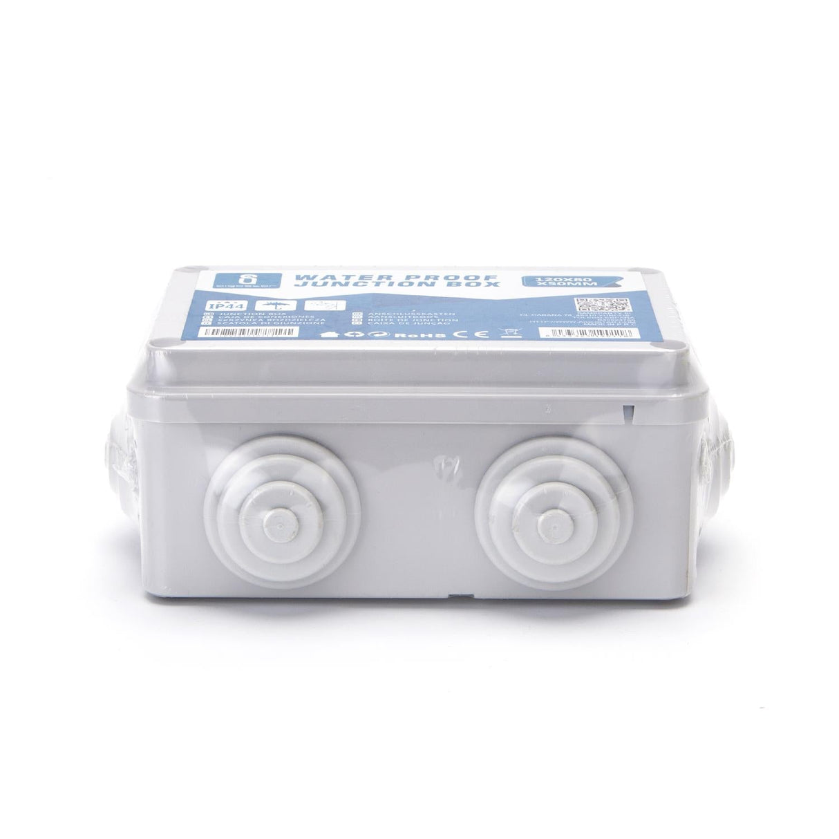 Abzweigdose, AP, IP44, grau, 120 x 80 x 50 mm.