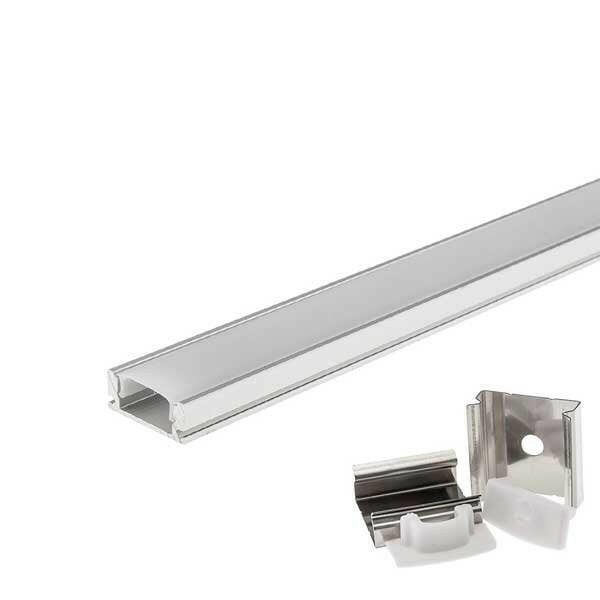 Aluprofil-Set für LED-Streifen, Aufbau, mit Diffusor und Clips, 1m.