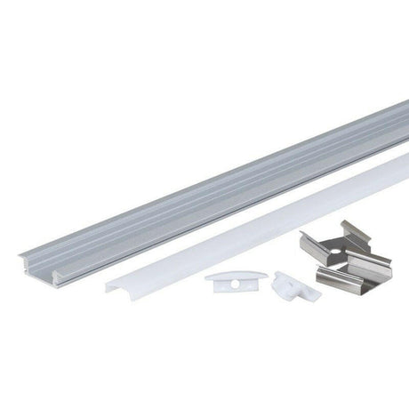 Aluprofil-Set, für LED-Streifen, Einbau, mit Diffusor und Clips, 1m.
