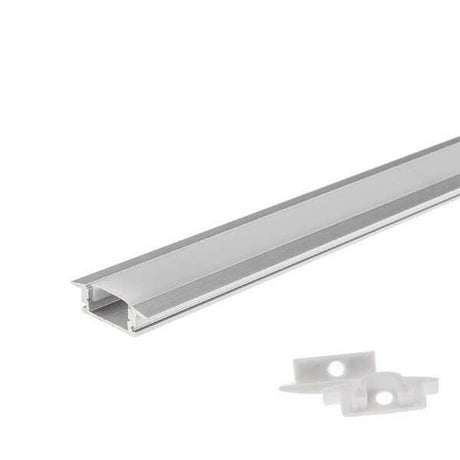 Aluprofil-Set, für LED-Streifen, Einbau, mit Diffusor und Clips, 1m.