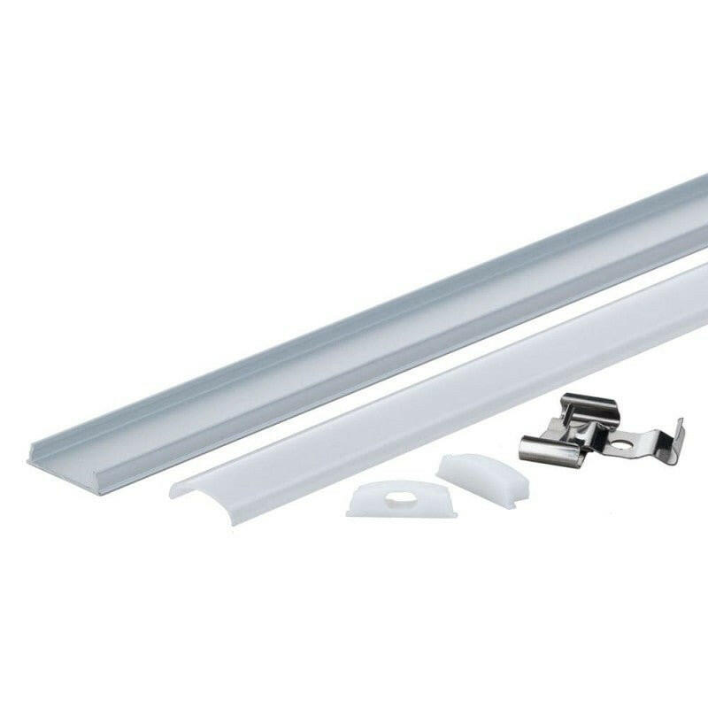 Aluprofil-Set, für LED-Streifen, flexibel, Aufbau, mit Diffusor und Clips, 1m.
