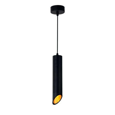 Aufbau-Hängeleuchte für GU10- /MR16-Leuchtmittel, Alu, Röhrenform, schwarz + gold.