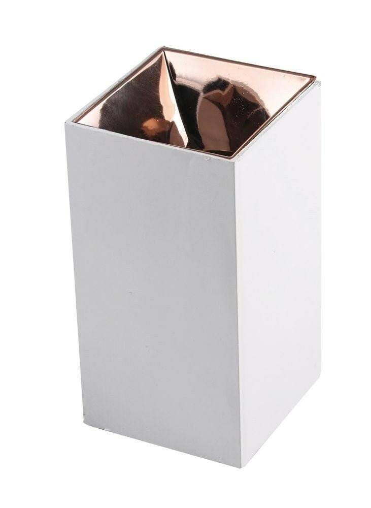 Aufbauspot für GU10- /MR16-Leuchtmittel, eckig, weiß, rose´-gold Reflektor.