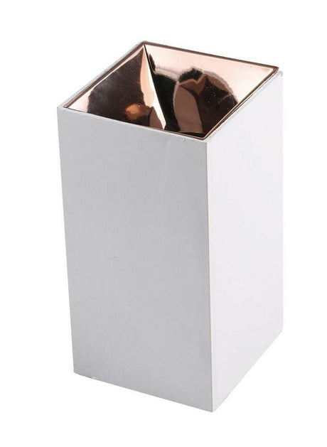 Aufbauspot für GU10- /MR16-Leuchtmittel, eckig, weiß, rose´-gold Reflektor.