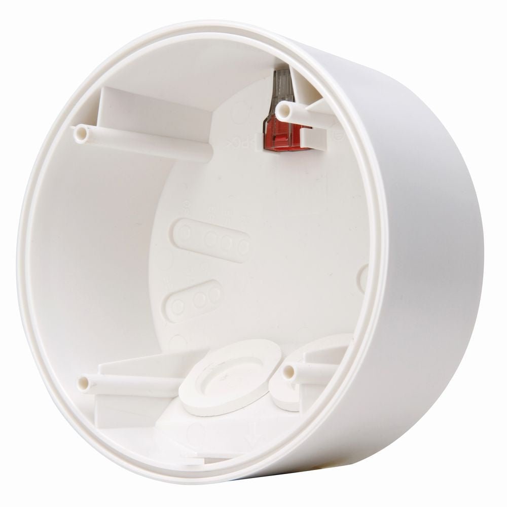 Aufputzdose flach, 49 mm für Präsenzmelder 360°.