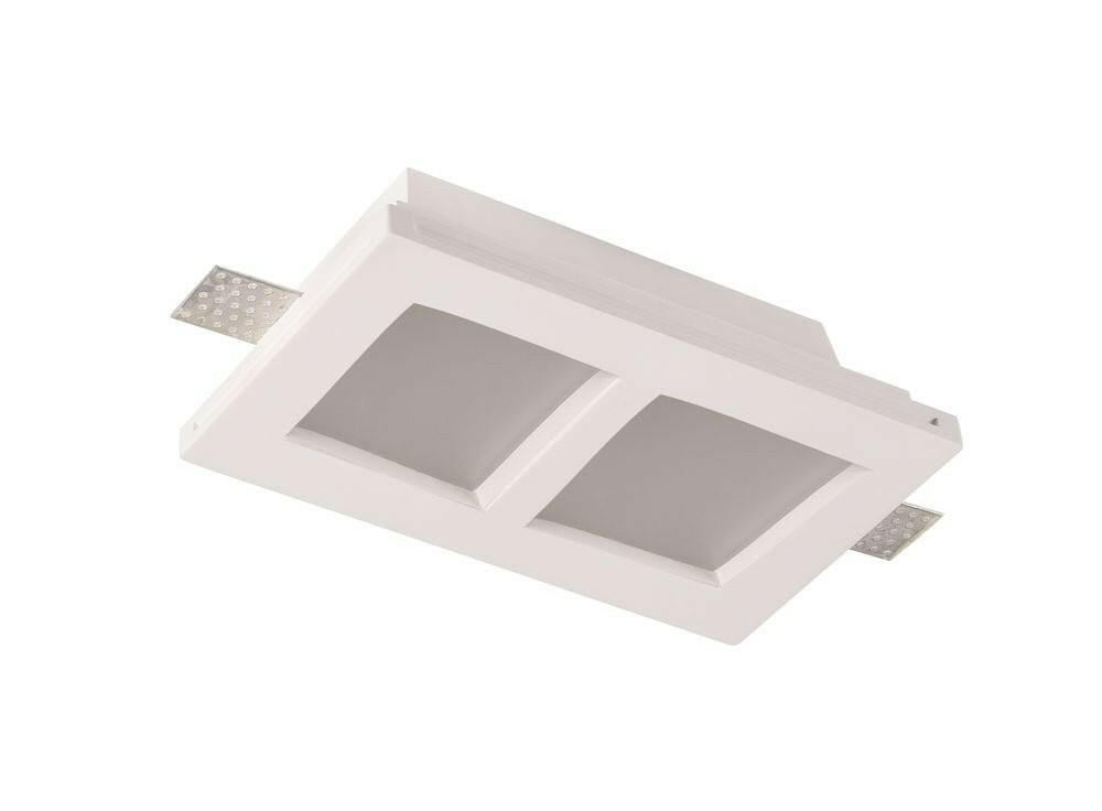 Deckeneinbaustrahler Trimless mit 2 Spots für GU10- /MR16-Leuchtmittel, mattes Glas, weiß, eckig.