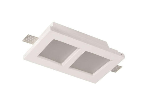 Deckeneinbaustrahler Trimless mit 2 Spots für GU10- /MR16-Leuchtmittel, mattes Glas, weiß, eckig.