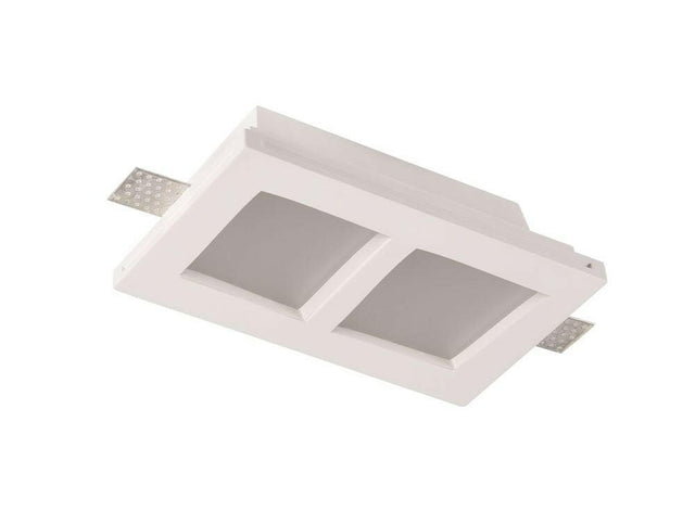 Deckeneinbaustrahler Trimless mit 2 Spots für GU10- /MR16-Leuchtmittel, mattes Glas, weiß, eckig.