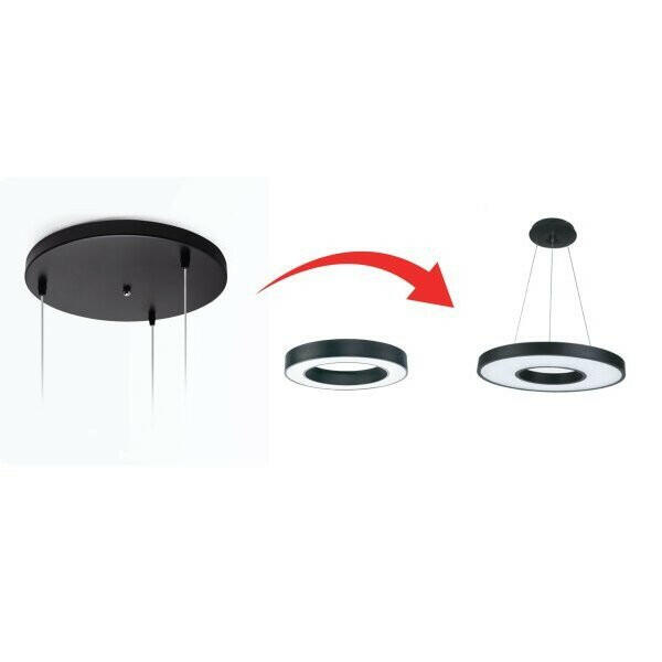 Deckenplatte für Hängeleuchte, schwarz.