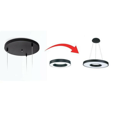 Deckenplatte für Hängeleuchte, schwarz.