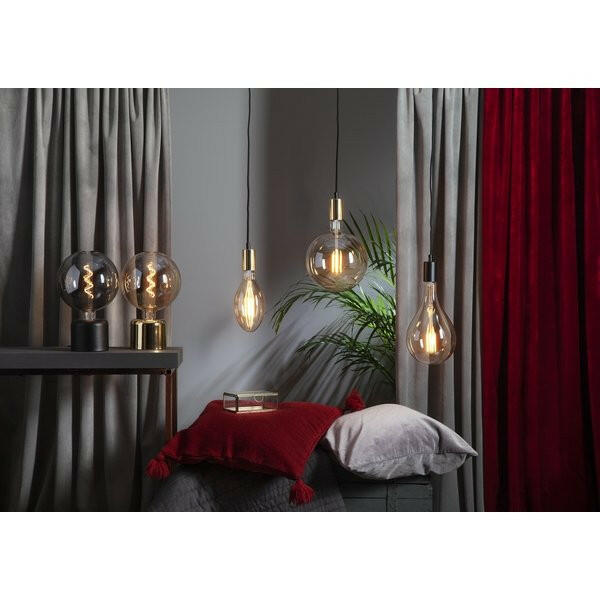 Dekorative, dimmbare LED Leuchte im industrial Design mit Smokey-Glas.