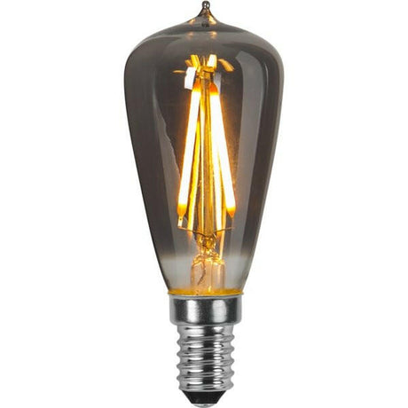 Dekorative LED Leuchte im industrial Design mit Smokey-Glas und einer E14 Fassung  Lichttechnik24.de.