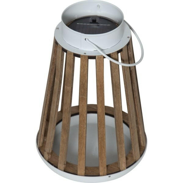 Dekorative LED Solar-Laterne "Catania" aus Holz und Metall.