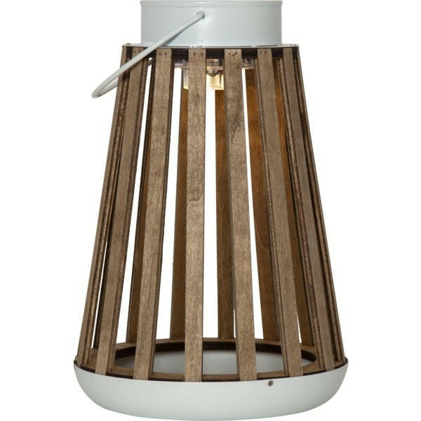 Dekorative LED Solar-Laterne "Catania" aus Holz und Metall.