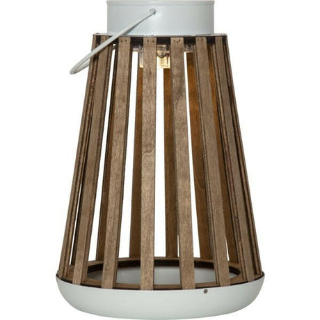 Dekorative LED Solar-Laterne "Catania" aus Holz und Metall.