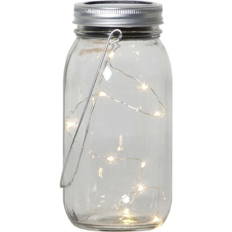 Dekorative LED Solar-Laterne "Jamjar" aus Glas und Metall.