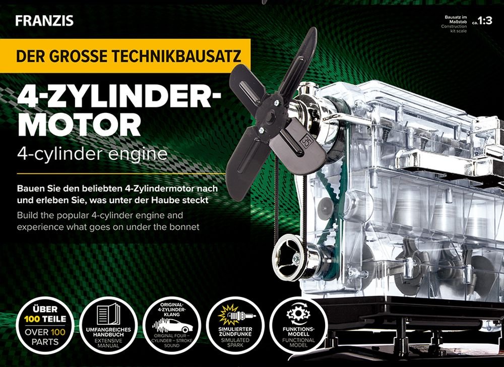 Der große Technikbausatz 4-Zylinder-Motor.
