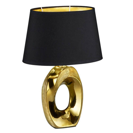 Design Tischleuchte, Keramik, gold-schwarz, H 33 cm, TABA.