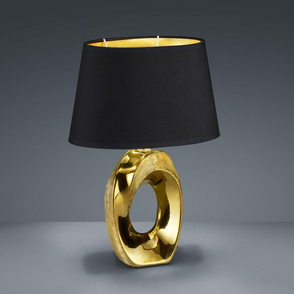 Design Tischleuchte, Keramik, gold-schwarz, H 33 cm, TABA.