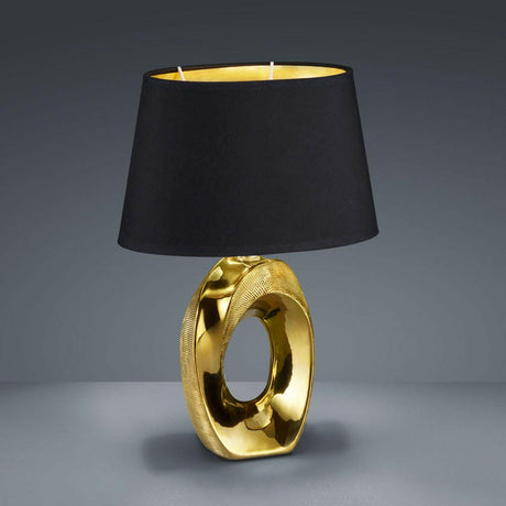 Design Tischleuchte, Keramik, gold-schwarz, H 33 cm, TABA.