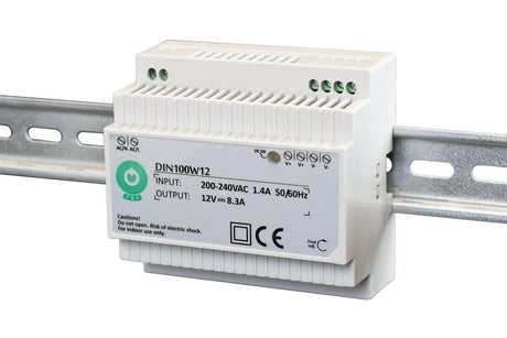 DIN100: Schaltnetzteil, Hutschiene 100 W Serie, Konstantspannung, 12 V DC / 8,3 A.