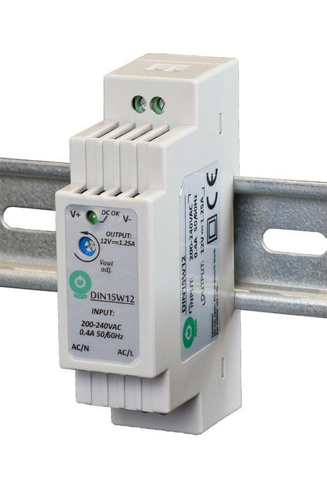 DIN15: Schaltnetzteil, Hutschiene 15 W Serie, Konstantspannung, 24 V DC / 0,63A.