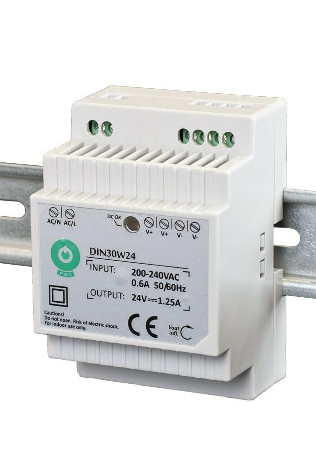 DIN30: Schaltnetzteil, Hutschiene 30 W Serie, Konstantspannung, 12 V DC / 2,5 mA.