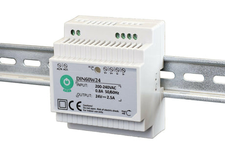 DIN60: Schaltnetzteil, Hutschiene 60 W Serie, Konstantspannung, 12 V DC / 5 A.