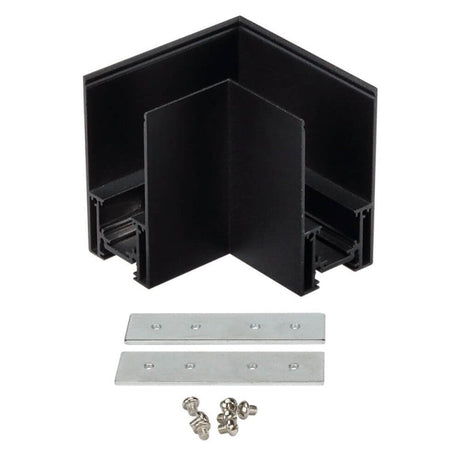 Eckverbinder für magnetisches LED-Aufbau-Schienensystem R35, schwarz.