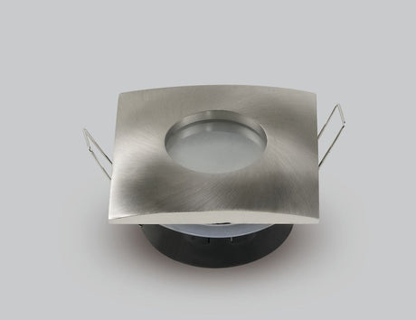 Einbaurahmen für GU10- /MR16-Leuchtmittel, Alu, IP65, eckig, Satin Nickel.