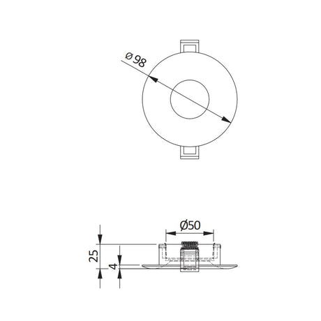 Einbauring für GU10/MR16 Leuchtmittel, IP54, satiniert, rund.